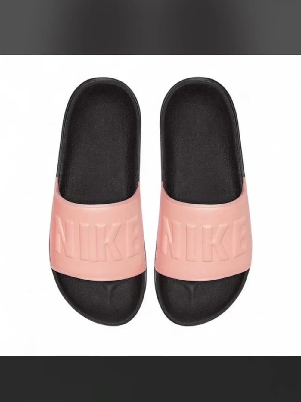 Nike Pink Strap Slides with Black Footbed
